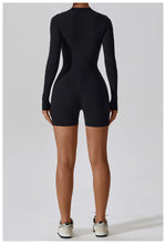 Load image into Gallery viewer, Zippered Long Sleeve Contour Yoga Jumpsuit Performance

