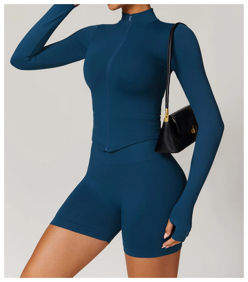 Zippered Performance Long-Sleeve Top Moisture-Wicking