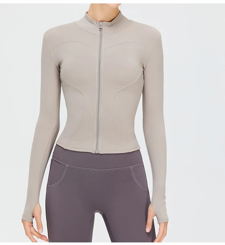 Zippered Studio Contoured Long Sleeve Sports Jacket