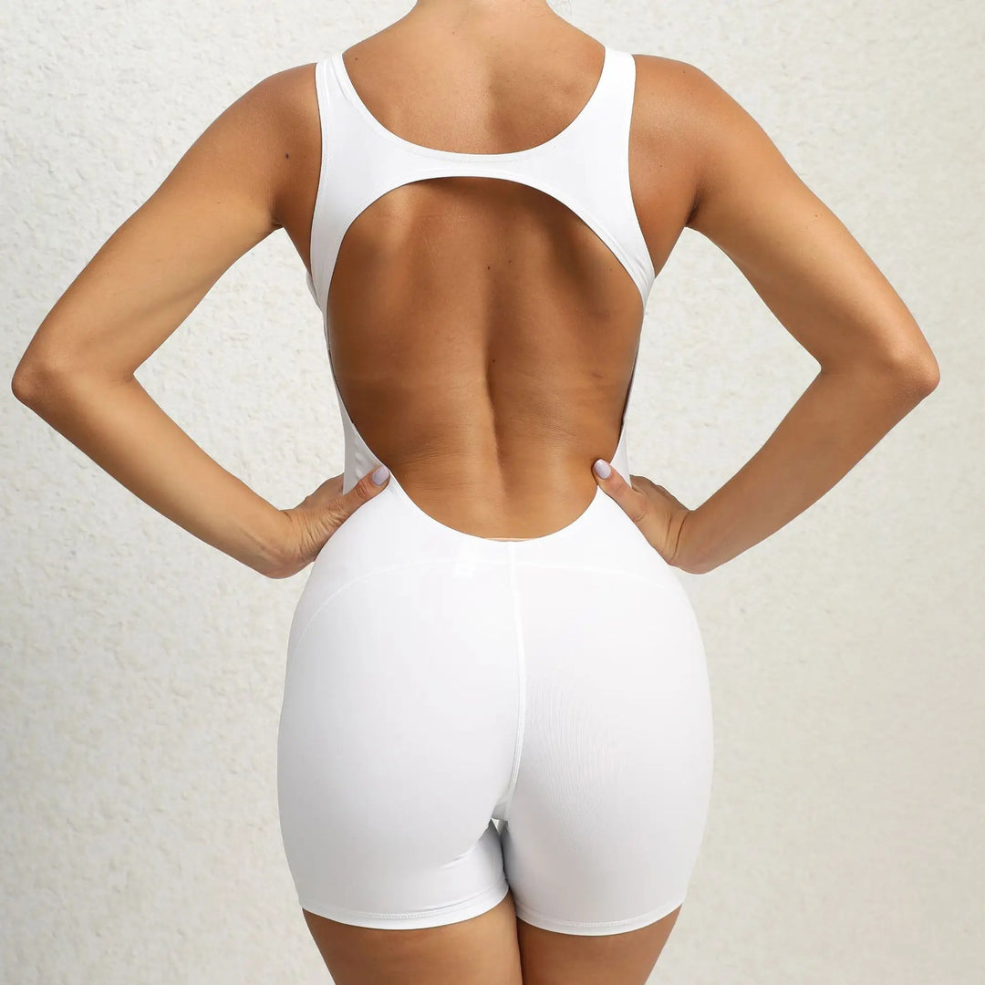 Backless One-Piece Yoga Tracksuit Breathable Nylon Knit
