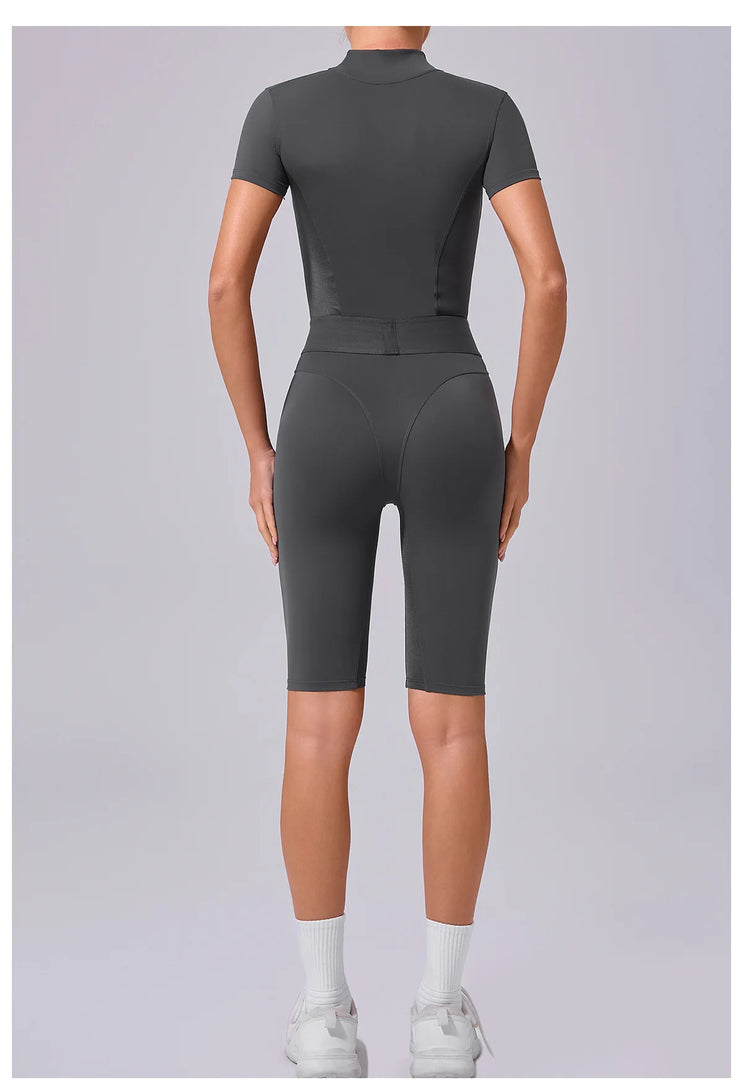 Seamless Zippered Contour Yoga Bodysuit for Performance