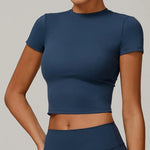 Load image into Gallery viewer, Sculpted Performance Yoga Top Short Sleeve Premium Nylon
