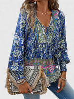 Load image into Gallery viewer, Women's Floral Long Sleeve Boho Peasant Top
