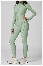 Seamless Zippered Yoga Jumpsuit With High Elasticity