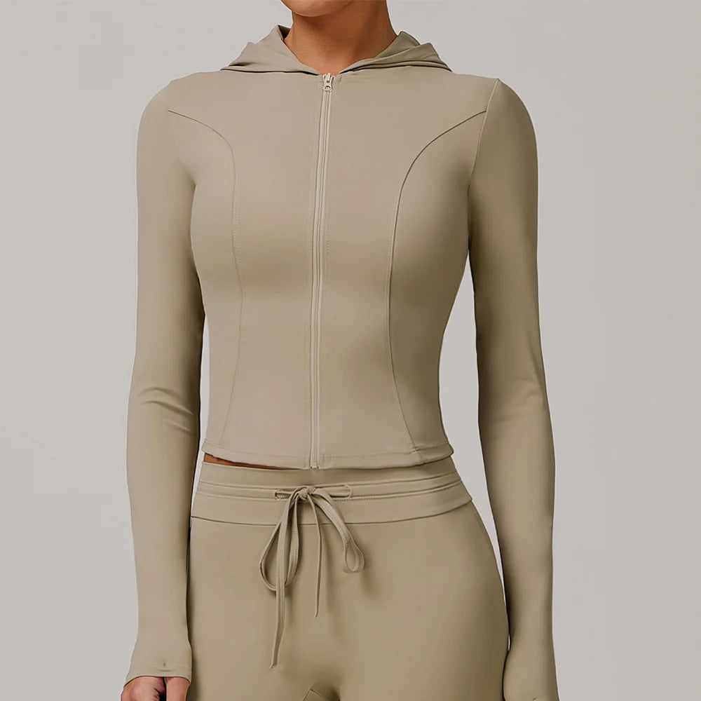 Zip Front Yoga Jacket Breathable High Stretch Nylon
