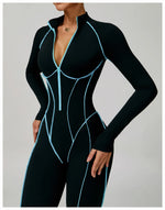 Load image into Gallery viewer, Premium Contour Seamless Breathable Jumpsuit With Front Zip
