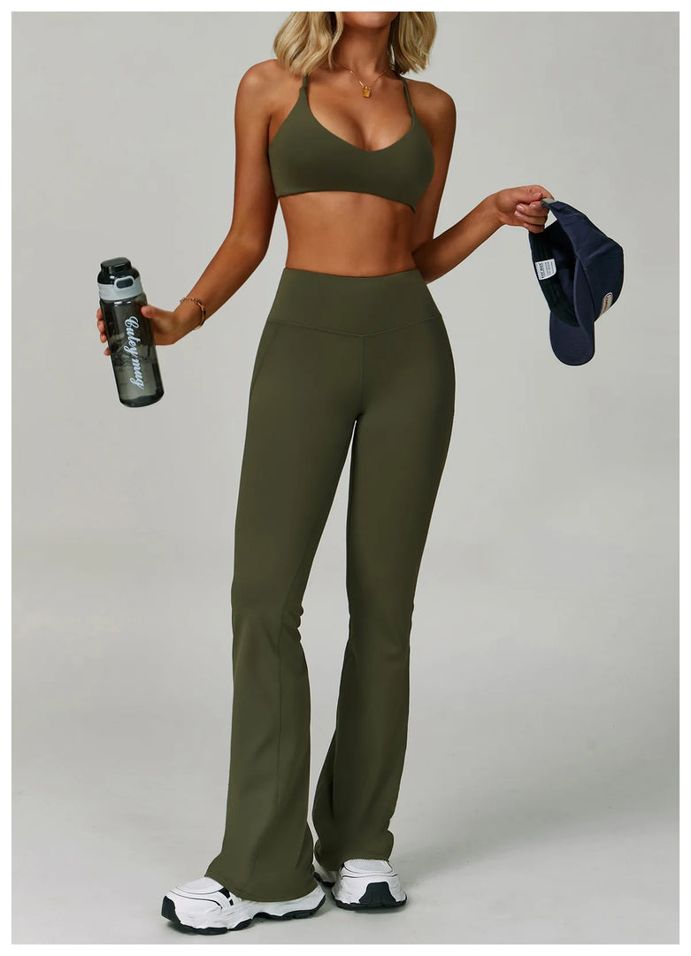 Performance High Waist Contoured Leggings With Wide Leg