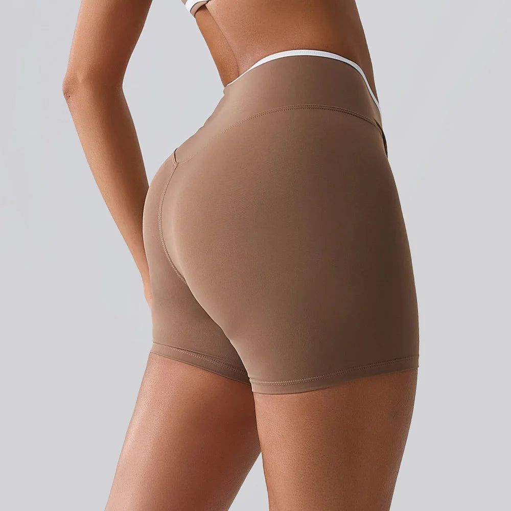 High Rise Contour Performance Shorts With Cross Wise Waist