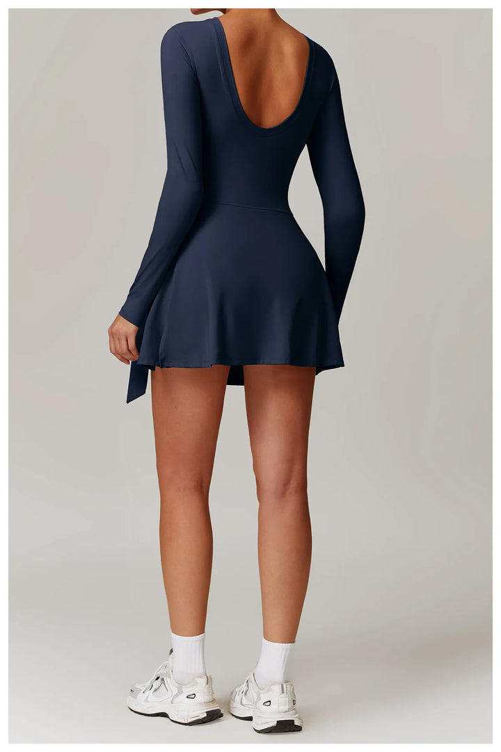 Backless Long Sleeve Contoured Bodysuit Jumpsuit