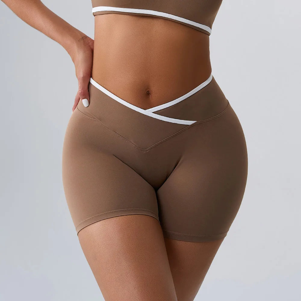 High Rise Contour Performance Shorts With Cross Wise Waist