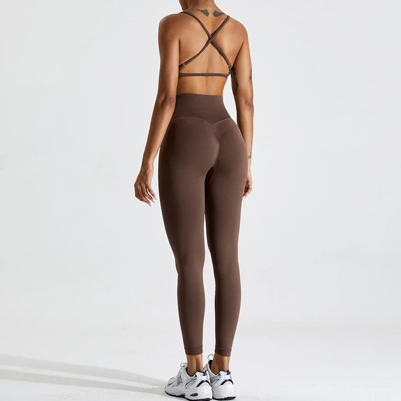 Seamless Two Piece Contour Performance Leggings Set Nylon