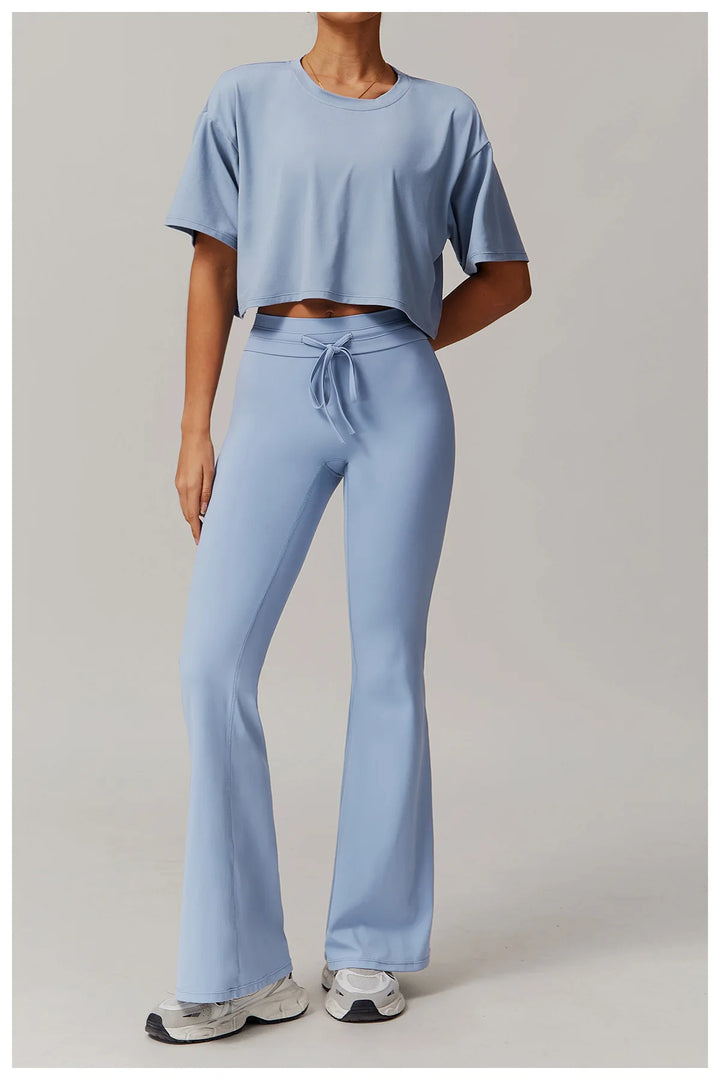 Breathable High Rise Contoured Bell Bottom Leggings