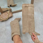 Load image into Gallery viewer, Women's Leather Thigh-High Boots with Buckle
