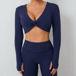 Load image into Gallery viewer, Seamless Ultra Soft Long Sleeve Yoga Crop Removable Pads
