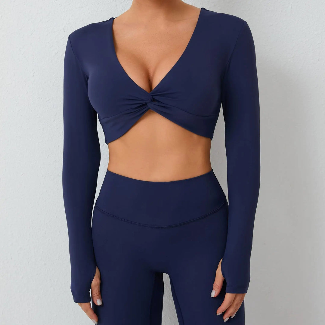 Seamless Ultra Soft Long Sleeve Yoga Crop Removable Pads