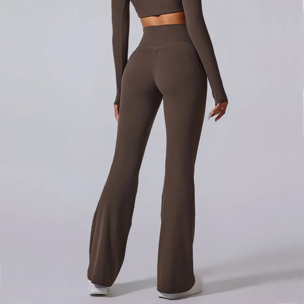 High Waist Contoured Flared Soft Leggings With Coverage