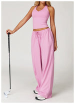 Load image into Gallery viewer, Breathable Contour Drawstring Wide Leg Athletic Pants
