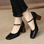 Load image into Gallery viewer, Women's Wedding Shoes Buckle Strap Block Heel Square Toe Style
