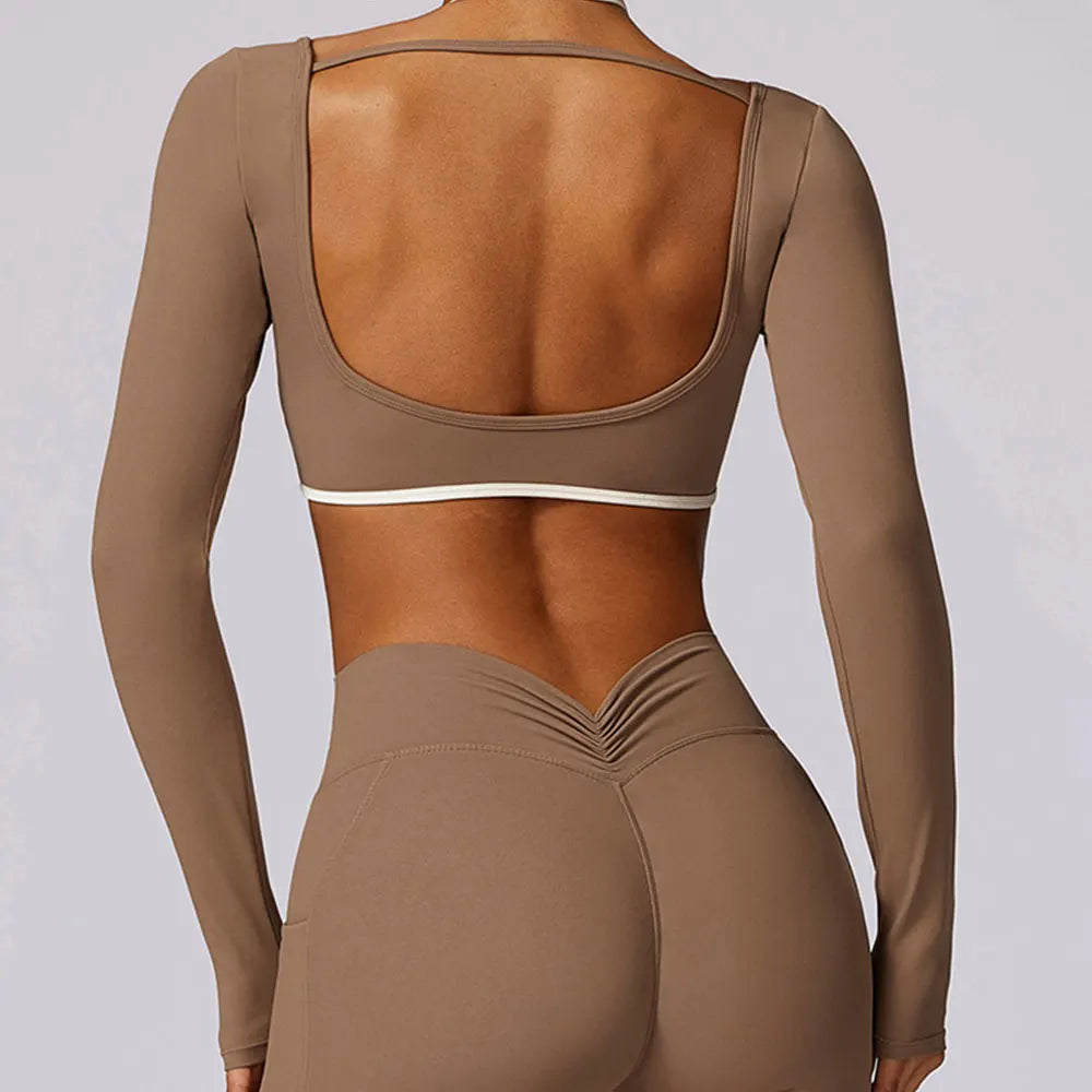 Luxurious Backless Yoga Top Breathable Contour Performance