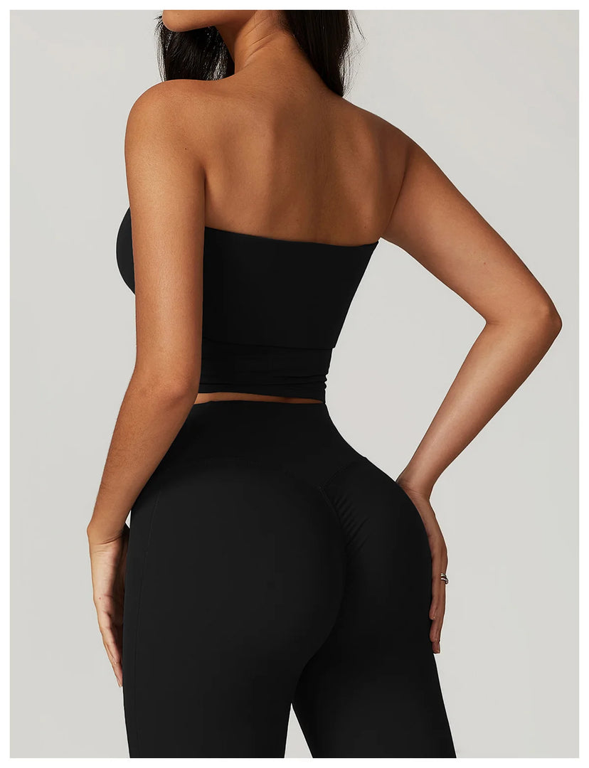 Sculpted Strapless Yoga Vest Contoured Support Brassiere