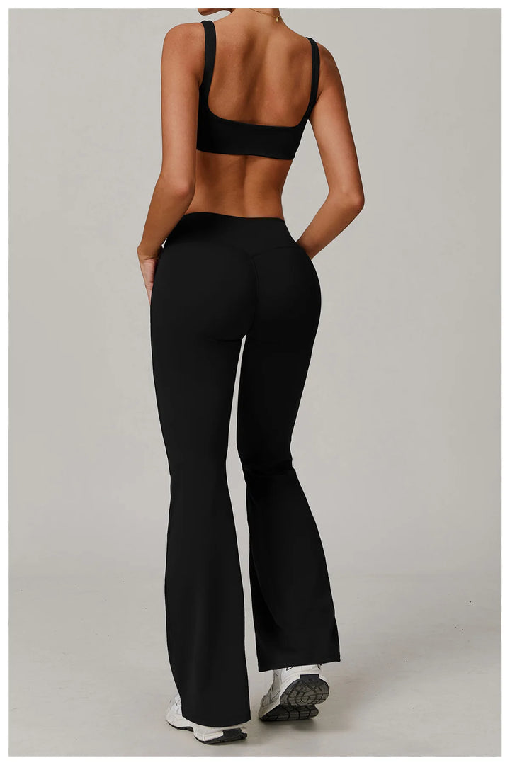 Contoured High Waist Seamless Bell Bottom Leggings