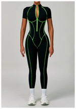 Load image into Gallery viewer, Contoured Zippered Performance Yoga Jumpsuit Nylon Knit
