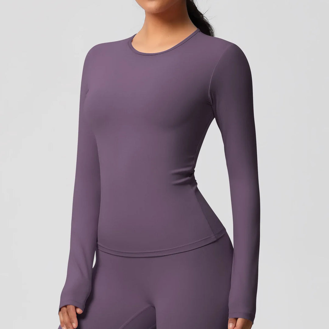 Luxurious Breathable Contoured Long Sleeve Yoga Top Nylon