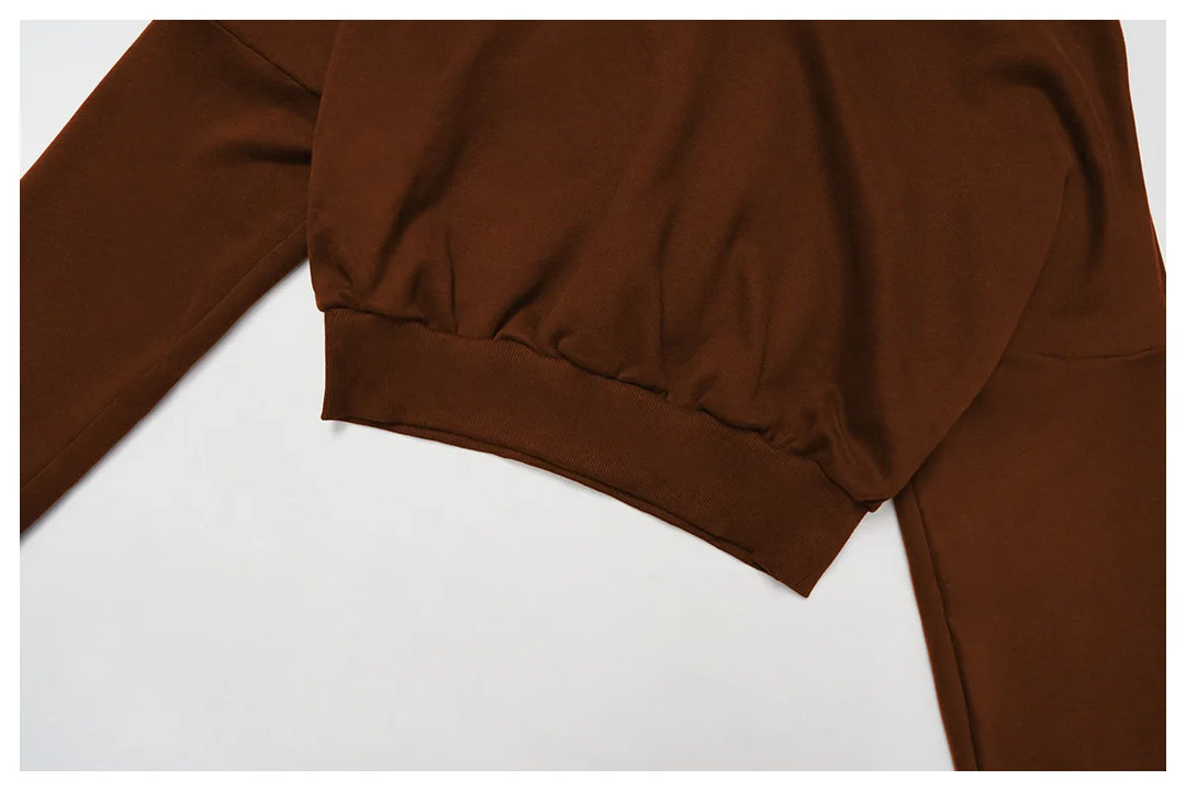 Luxurious 2 Piece Hooded Sweat Shirt Set Winter Wear Cotton