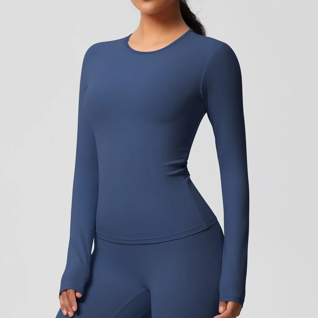 Luxurious Breathable Contoured Long Sleeve Yoga Top Nylon