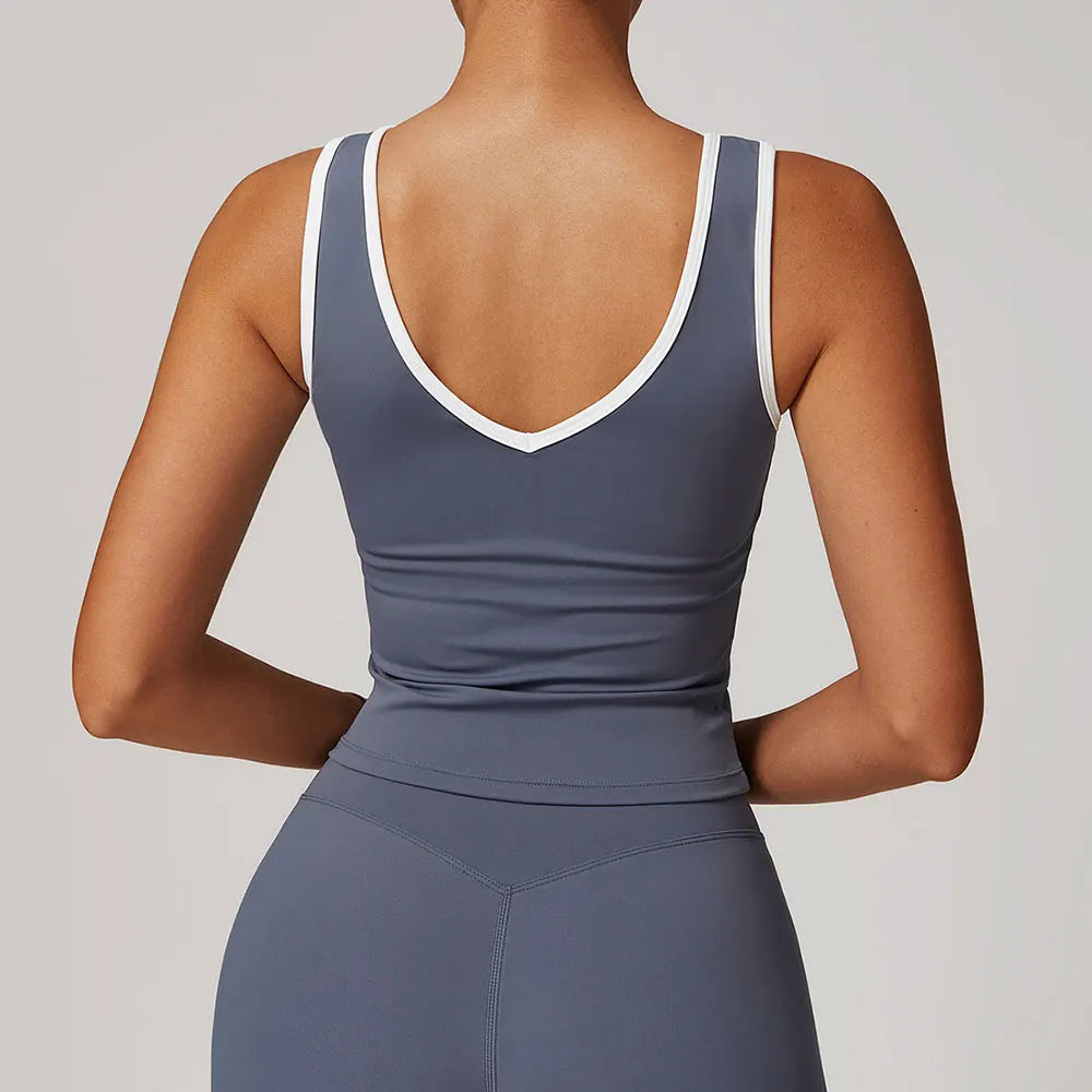 Seamless Contour Backless Sport Bra Top Nylon Spandex