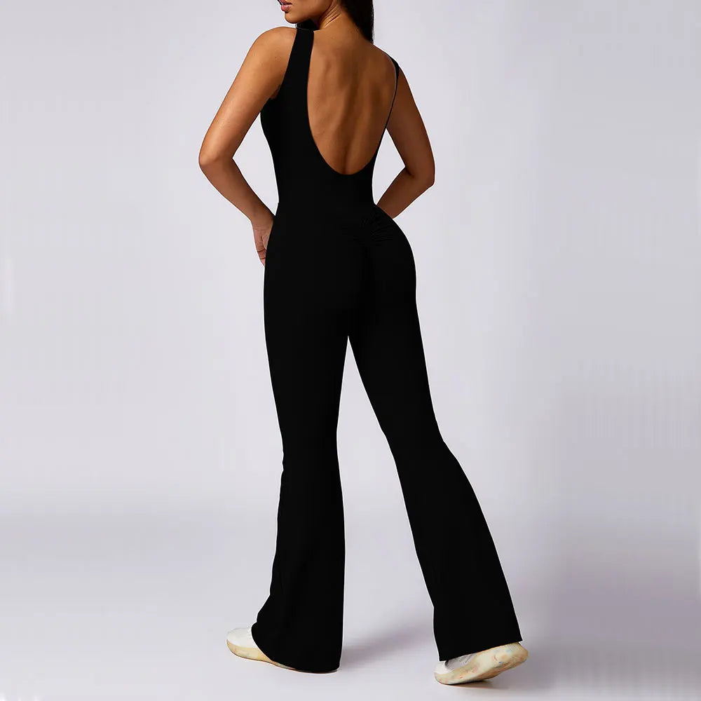 Sculpted Yoga Jumpsuit Ultra Breathable Nylon Knit Fabric