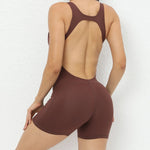 Load image into Gallery viewer, Backless One-Piece Yoga Tracksuit Breathable Nylon Knit

