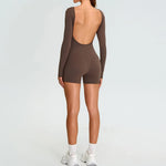 Load image into Gallery viewer, Backless Luxe Long Sleeve Yoga Jumpsuit Silhouette Chic
