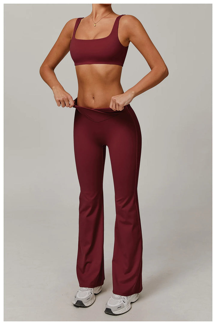 Contoured High Waist Seamless Bell Bottom Leggings