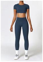 Load image into Gallery viewer, Seamless Sculpted Yoga Core Set Leggings Ribbed Contour
