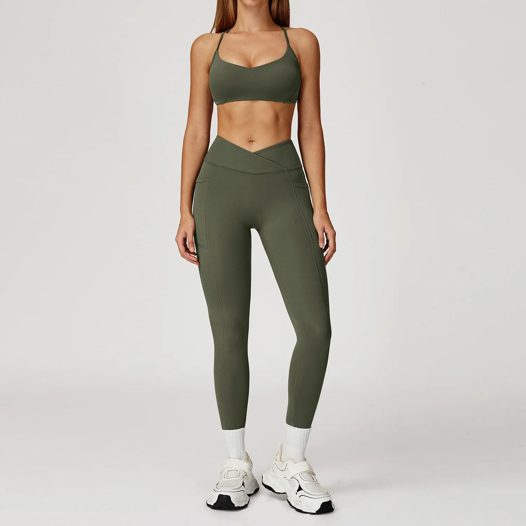 Two Piece Contoured Seamless Performance Athletic Set Nylon