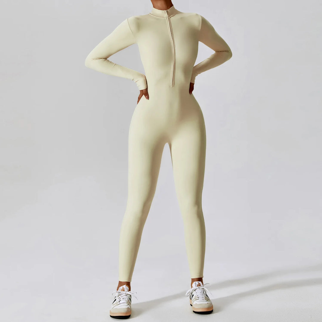 Zippered Contour Yoga Jumpsuit With Performance Gear