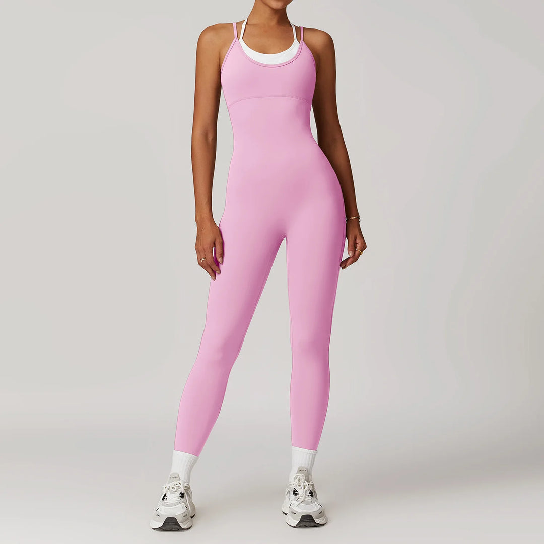 Color Blocking Seamless Yoga Jumpsuit Exquisite Fit