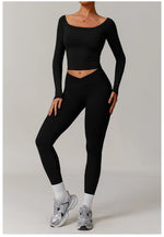 Load image into Gallery viewer, Performance Contour Knit Long Sleeve Yoga Top Nylon Spandex
