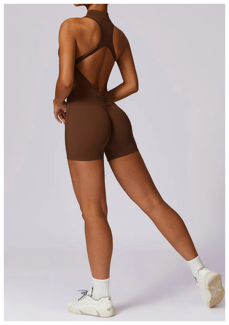 Luxurious Contour Performance Zip Front Yoga Romper