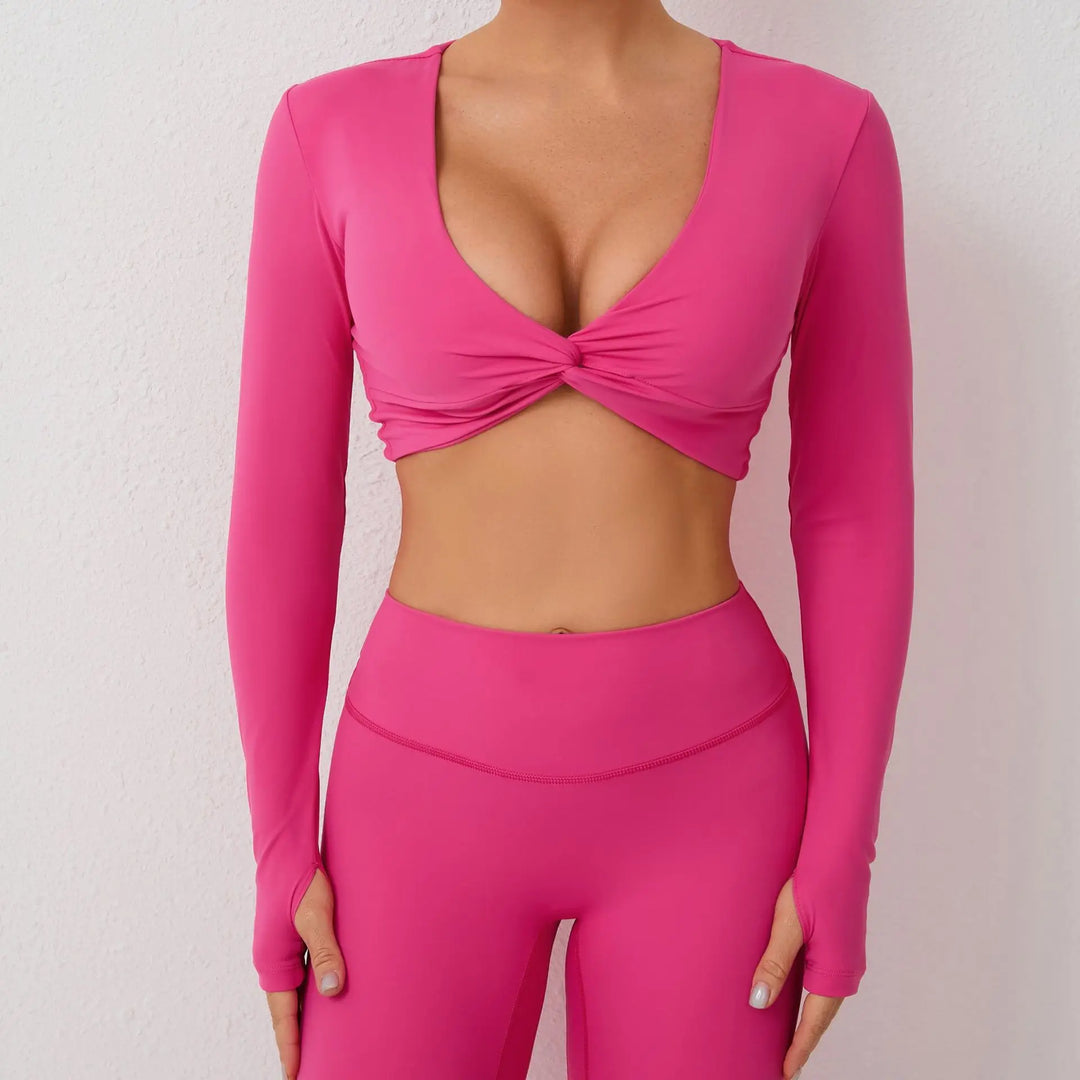 Seamless Ultra Soft Long Sleeve Yoga Crop Removable Pads