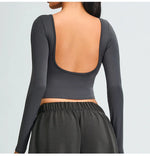 Load image into Gallery viewer, Soft Backless Sculpted Athleisure Crop Top With Sleeves
