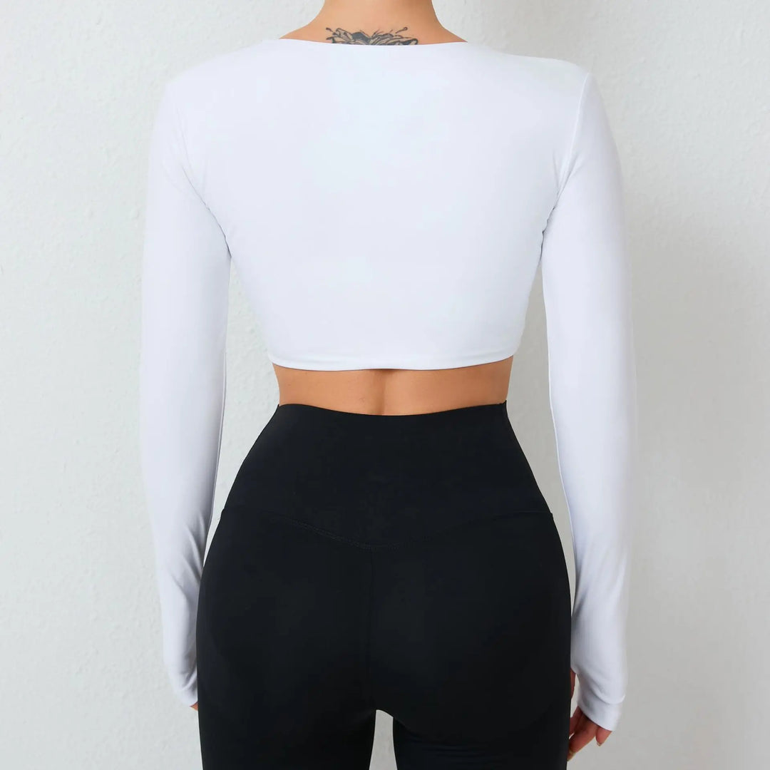 Seamless Ultra Soft Long Sleeve Yoga Crop Removable Pads