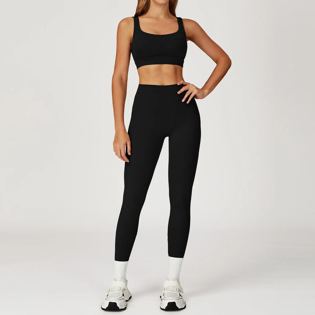 Two-Piece Contoured Breathable Yoga Set Leggings Silhouette