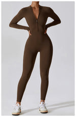 Load image into Gallery viewer, Zippered Contour Yoga Jumpsuit With Performance Gear
