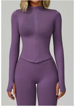 Load image into Gallery viewer, Seamless Contour Yoga Top With Zippered Long Sleeve
