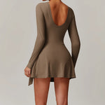 Load image into Gallery viewer, Backless Long Sleeve Contoured Bodysuit Jumpsuit
