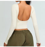 Load image into Gallery viewer, Soft Backless Sculpted Athleisure Crop Top With Sleeves
