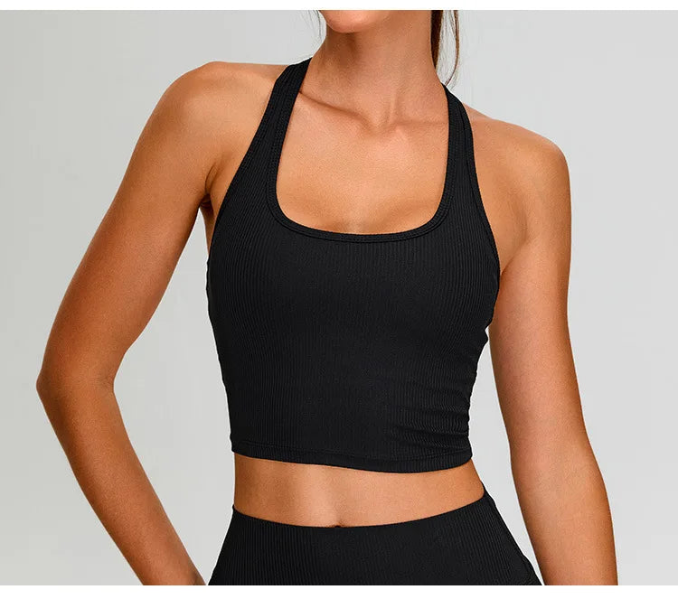 High Impact Ribbed Contour Sport Bra Breathable For Running