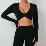 Load image into Gallery viewer, Seamless Ultra Soft Long Sleeve Yoga Crop Removable Pads
